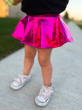 Load image into Gallery viewer, Harley | Metallic Leather Skirted Bummies | Black & Hot Pink