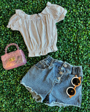 Load image into Gallery viewer, BAE | Distressed Vintage Wash Denim Paperbag Shorts