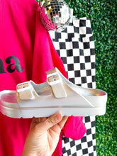 Load image into Gallery viewer, Metallic Beach | Silver Metallic Platform Floatie Sandal By Corky's