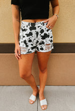 Load image into Gallery viewer, Baila | Distressed Cow Print Shorts