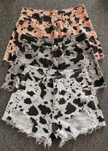 Load image into Gallery viewer, Baila | Distressed Cow Print Shorts