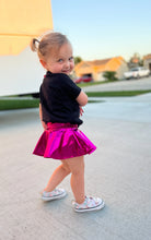 Load image into Gallery viewer, Harley | Metallic Leather Skirted Bummies | Black & Hot Pink
