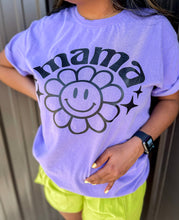 Load image into Gallery viewer, Groovy Smile Flower Mama + Mini | Women's Violet Comfort Colors Graphic Tee