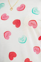 Load image into Gallery viewer, White Sheer Mesh Valentines Slogan Heart Printed Long Sleeve Top
