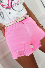 Load image into Gallery viewer, Rose Solid Color Distressed Denim Shorts
