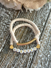 Load image into Gallery viewer, Heishi Bracelet Set "Blessed" Ivory
