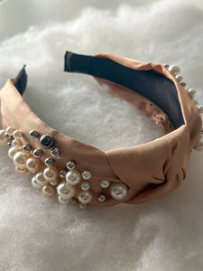 Piper Pearl Knot Headband "Peach"
