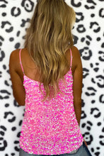 Load image into Gallery viewer, Pink Sequin Adjustable Straps Tank Top
