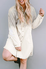 Load image into Gallery viewer, Gray Gradient Long Sleeve Button Up Raw Hem Denim Dress
