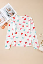Load image into Gallery viewer, White Sheer Mesh Valentines Slogan Heart Printed Long Sleeve Top
