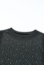 Load image into Gallery viewer, Black Rhinestone O-neck Long Sleeve Bodysuit
