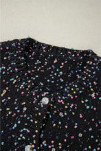 Load image into Gallery viewer, Black Rhinestone Decor Multicolor Confetti Sweater Cardigan

