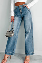 Load image into Gallery viewer, Multi Button Waist Light Wash Jeans
