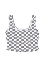 Load image into Gallery viewer, Black Checkered Crop Tank Top
