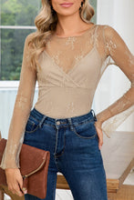Load image into Gallery viewer, Apricot Mesh Crochet Blouse
