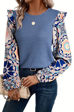 Load image into Gallery viewer, Waffle Floral Sleeve Top
