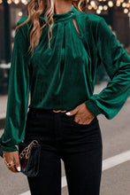 Load image into Gallery viewer, Evergreen Long Sleeve Velvet Blouse
