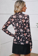 Load image into Gallery viewer, Black Floral Long Sleeve Mesh Top
