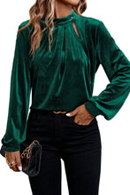 Load image into Gallery viewer, Evergreen Long Sleeve Velvet Blouse

