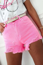 Load image into Gallery viewer, Rose Solid Color Distressed Denim Shorts
