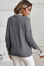 Load image into Gallery viewer, Sleet Lace Trim  Buttoned Cuffs Sweater
