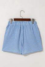 Load image into Gallery viewer, Blue Gingham Print Loose Shorts
