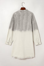 Load image into Gallery viewer, Gray Gradient Long Sleeve Button Up Raw Hem Denim Dress
