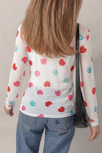 Load image into Gallery viewer, White Sheer Mesh Valentines Slogan Heart Printed Long Sleeve Top
