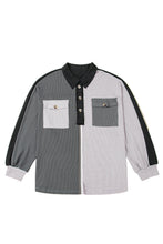Load image into Gallery viewer, Colorblock Ribbed Oversized Button Top
