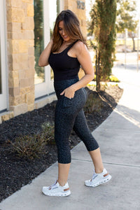 Ready to Ship | Black LEOPARD CAPRI with POCKETS  - Luxe Leggings by Julia Rose®