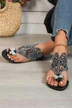 Load image into Gallery viewer, Black Rhinestone Butterfly Shape Flat Flip Flops
