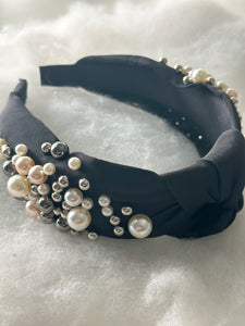 Piper Pearl Knot Headband "Black"