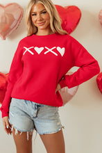 Load image into Gallery viewer, Red Puff XOXO Print Valentines Heart Sweatshirt
