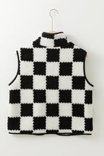 Load image into Gallery viewer, Black Checkered Sherpa Vest
