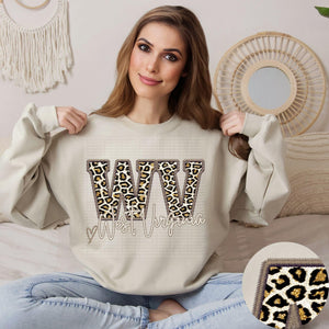 Gold Leopard State Sweatshirts Faux Embroidery Part 6