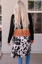 Load image into Gallery viewer, Black Western Pattern Cow Patchwork Open Front Cardigan
