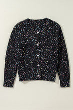 Load image into Gallery viewer, Black Rhinestone Decor Multicolor Confetti Sweater Cardigan
