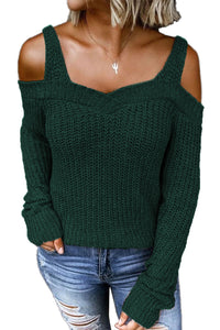 White Dew Shoulder Knitted Sweater