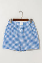 Load image into Gallery viewer, Blue Gingham Print Loose Shorts

