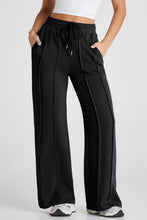 Load image into Gallery viewer, Black Seamed Drawstring Sweatpants

