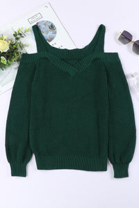 White Dew Shoulder Knitted Sweater