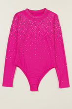 Load image into Gallery viewer, Rose Rhinestone Mesh Long Sleeve Bodysuit
