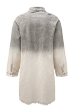 Load image into Gallery viewer, Gray Gradient Long Sleeve Button Up Raw Hem Denim Dress
