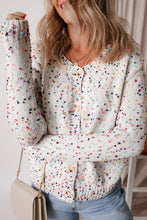Load image into Gallery viewer, White Rhinestone Decor Multicolor Confetti Sweater Cardigan
