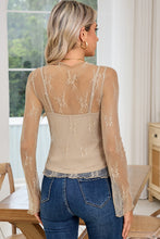 Load image into Gallery viewer, Apricot Mesh Crochet Blouse
