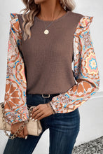 Load image into Gallery viewer, Waffle Floral Sleeve Top
