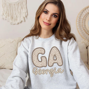 Leopard State Sweatshirts Faux Embroidery Part 2