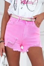 Load image into Gallery viewer, Rose Solid Color Distressed Denim Shorts
