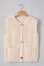 Load image into Gallery viewer, White Knit Side Pockets Sweater Vest
