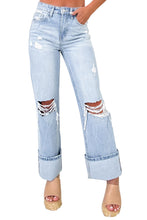 Load image into Gallery viewer, Light Wash Distressed Flare Jeans
